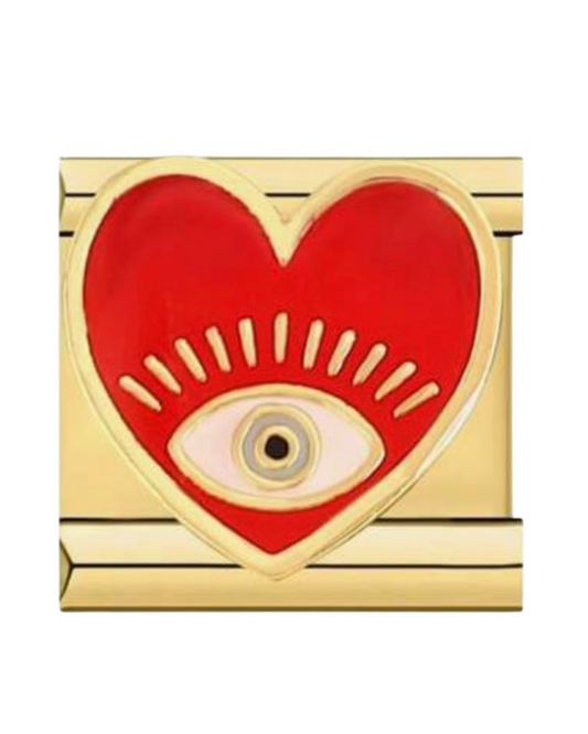 Ojo corazón rojo